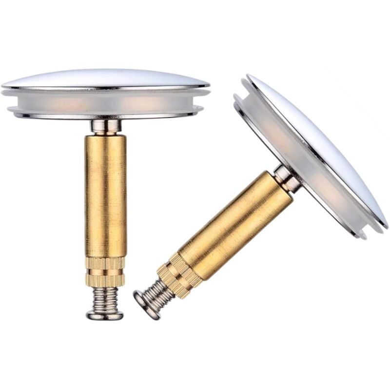 Verstellbarer Badewannenstöpsel Aus Verchromtem Messing – Höhenverstellbar 45–55 Mm – Doppelte Gummidichtung – 2er-pack