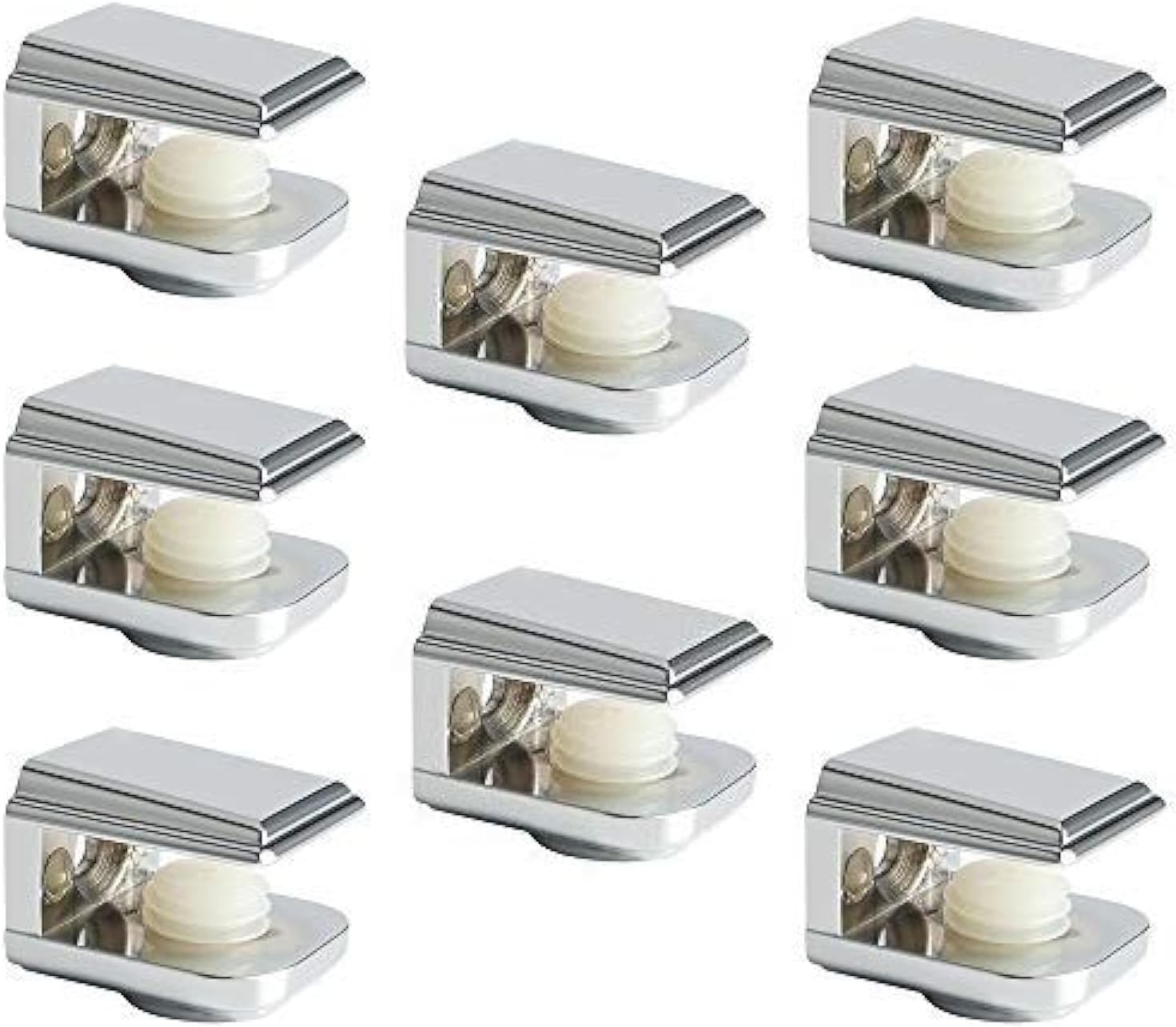 Verstellbare Und Anpassbare Glasregalhalterung Für 5–8 Mm Dicke Glasplatten Im Badezimmer, Wandmontage Mit Schrauben, Polierte Chromoberfläche Aus Zinklegierung, 8-teilig, Ebl1015-8p