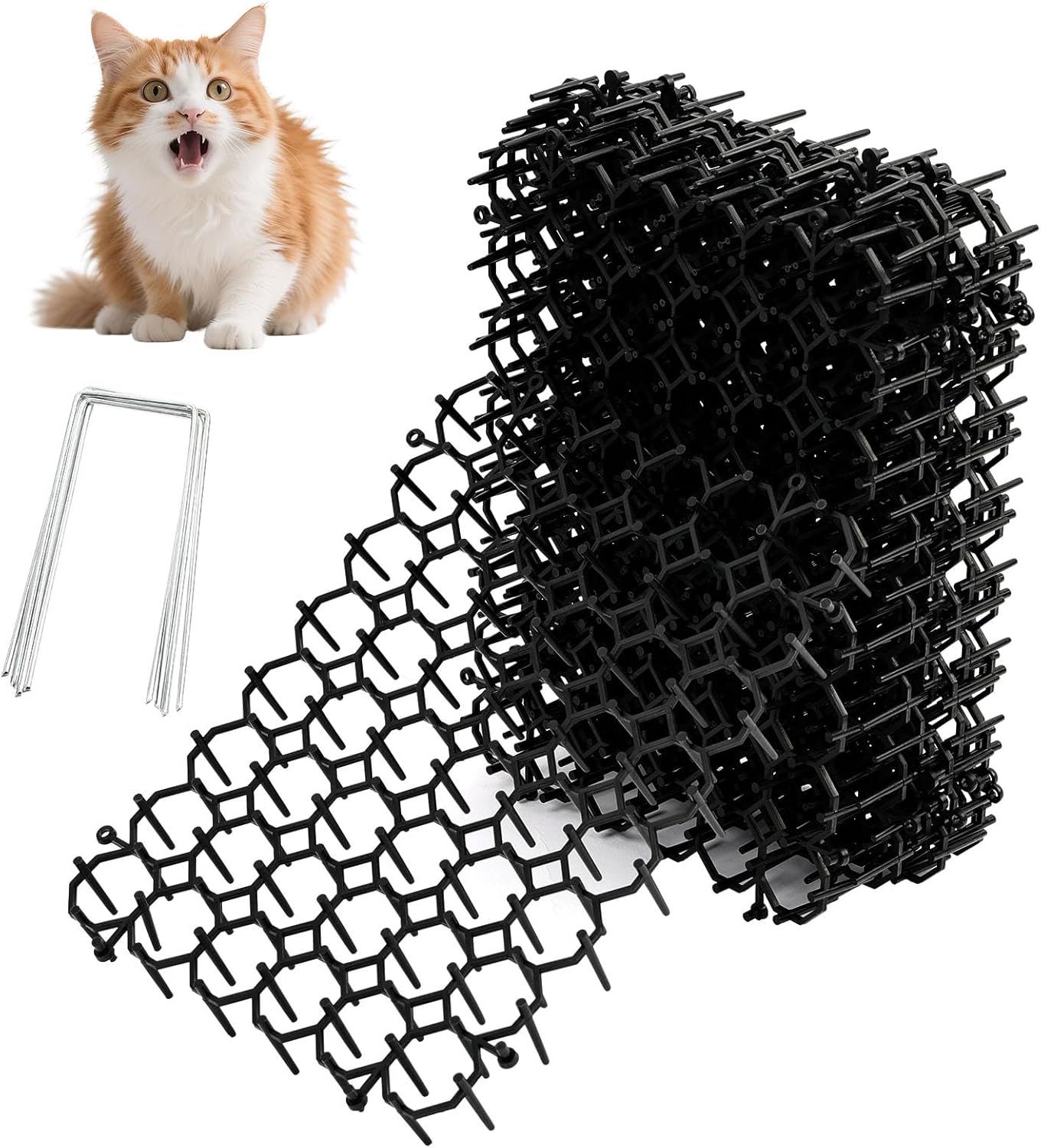 12-teiliges Anti-katzen-set Mit Spikes, 20 X 15 Cm Anti-katzen-matte Mit U-förmigen Spikes, Katzenabwehr Für Den Außenbereich, Katzen- Und Hundeabwehr, Netz Für Innen- Und Außengärten