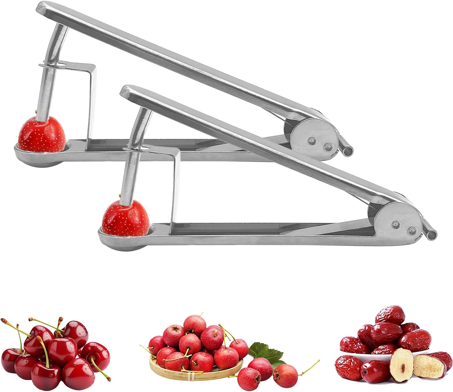 2-teiliger Kirschentkerner, Entkerner Aus Edelstahl, Kirschentkerner, Pflaumenentkerner, Zum Schnellen Entfernen Von Obstkernen