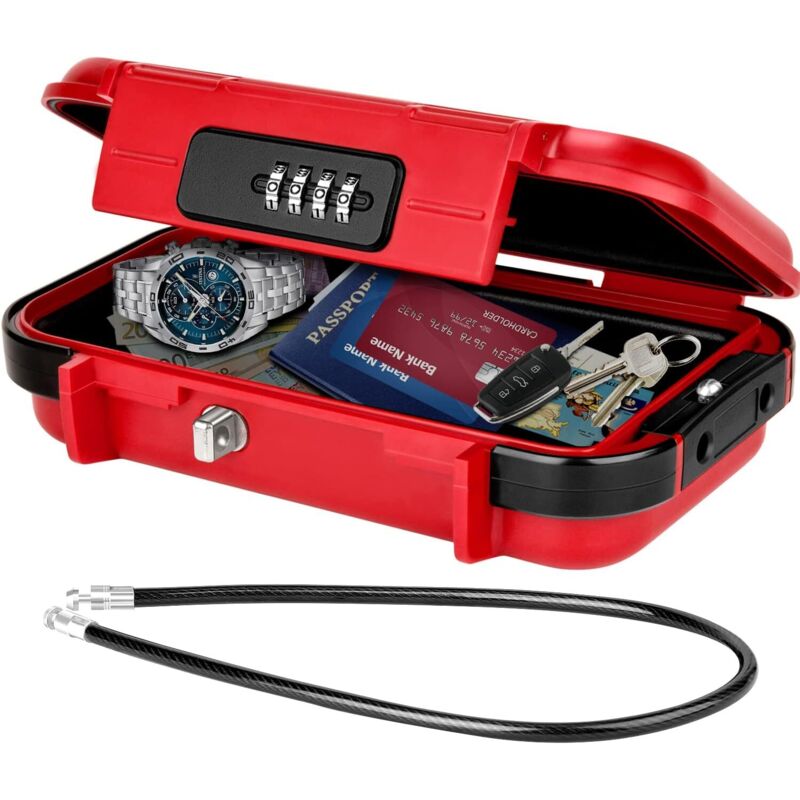 Tragbarer Tresor, Sicherer Mini-reisetresor, Wasserdicht, Diebstahlsicher Mit Abnehmbarem Metallkabel, Sicherheitstresor Für Zuhause, Büro, Hotel, Reisen Usw.