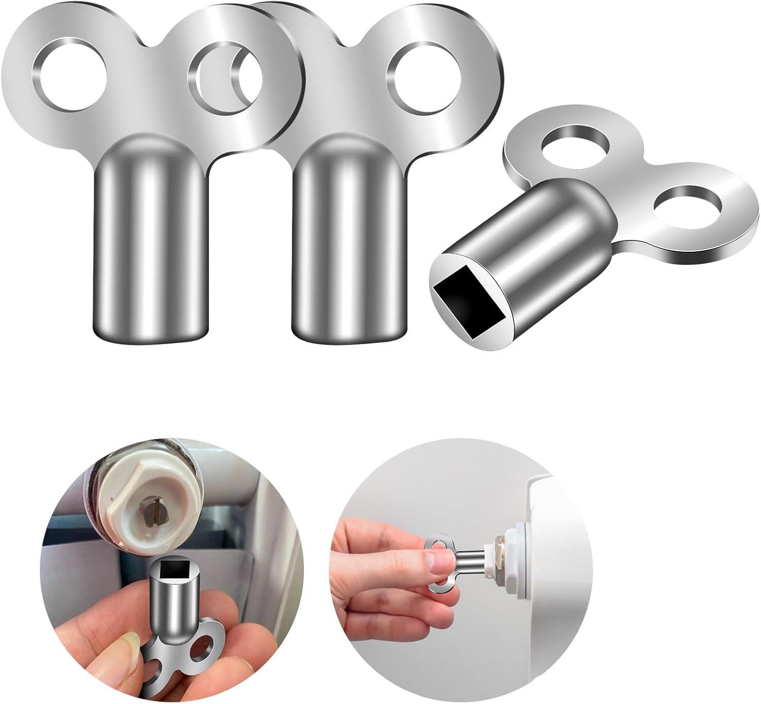 Entlüftungsschlüssel Für Heizkörper, 3 Silberne, Quadratische Entlüftungsschlüssel, Universeller Entlüftungsschlüssel, Kompakter Aluminium-heizkörperschlüssel Für Viele Heizkörper Entlüftungsschlüsse