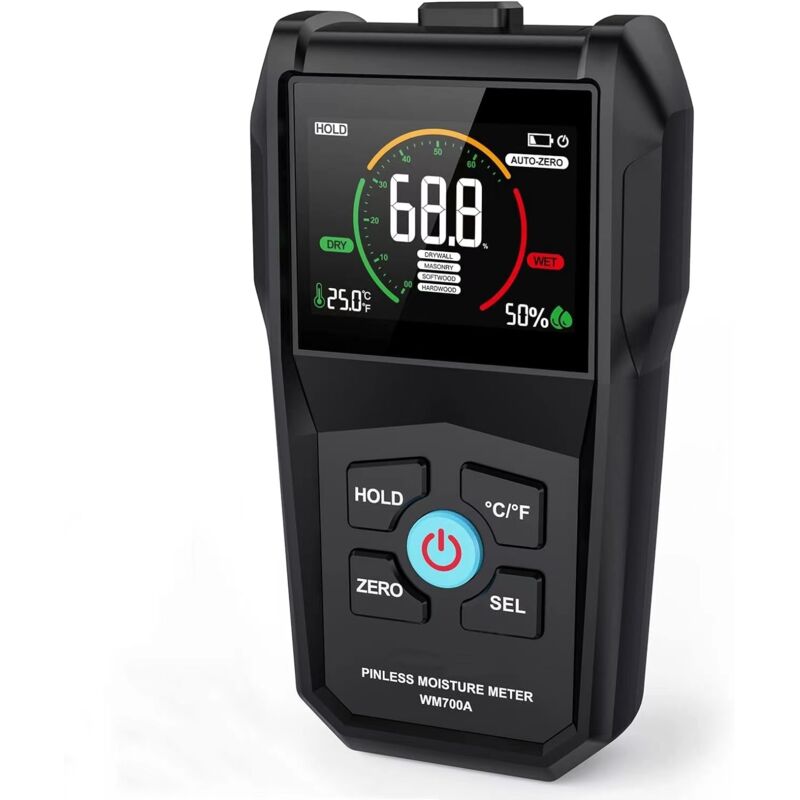 Holzfeuchtemessgerät, Wandfeuchtemessgerät, Digitales Feuchtigkeitsmessgerät Ohne Nadel, Hygrometer Mit Alarm, Batterie Und Lcd-display Für Holz, Wände, Bauwesen, Böden, Beton, Papier