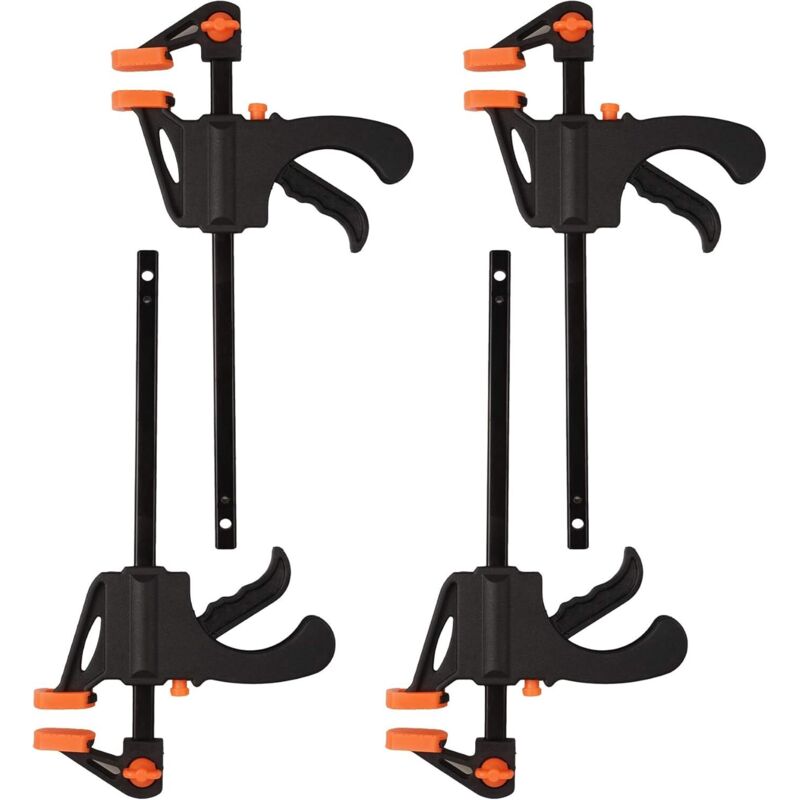 4er-set Ratschenklemmen (10 Cm) – 11 Kg Spannkraft – Für Holzbearbeitung – Schnelle Einhandbedienung – Robuste Konstruktion Aus Kunststoff Und Aluminium