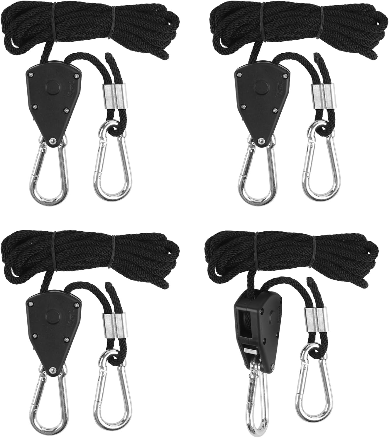4-teiliges Ratschenseil-set, 2 Meter Verstellbares Ratschenseil, Aufhängeseil, Ratsche Mit Haken Für Lampen Oder Pflanzen, Verstellbares Hakenseil