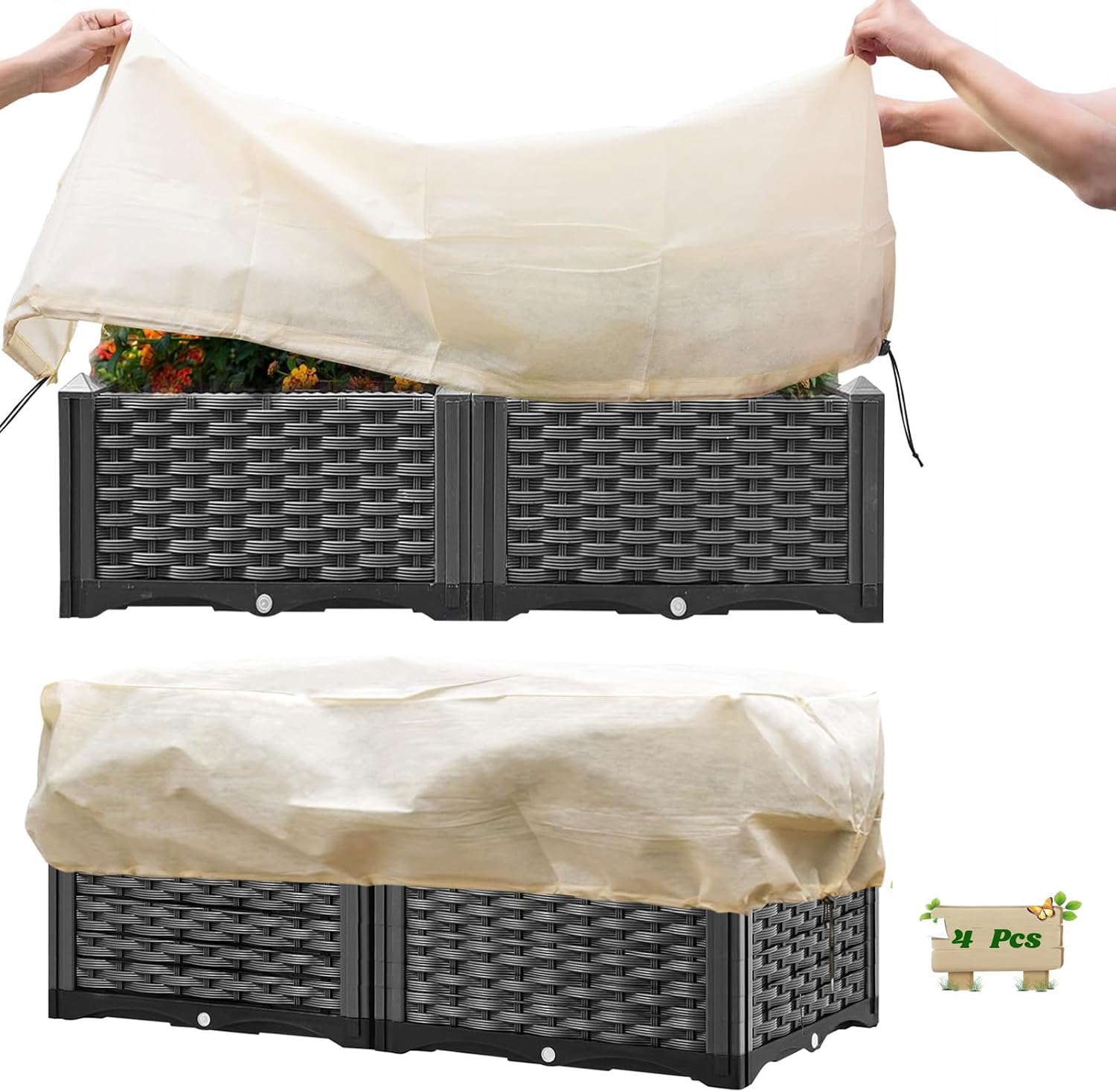Schutzhüllen Für Pflanzgefäße, Winter-pflanzenabdeckung Für Balkone, Bio-blumenkastenabdeckung, Frostschutzabdeckung Für Winterpflanzen (100x45x40cm - 4er-pack)
