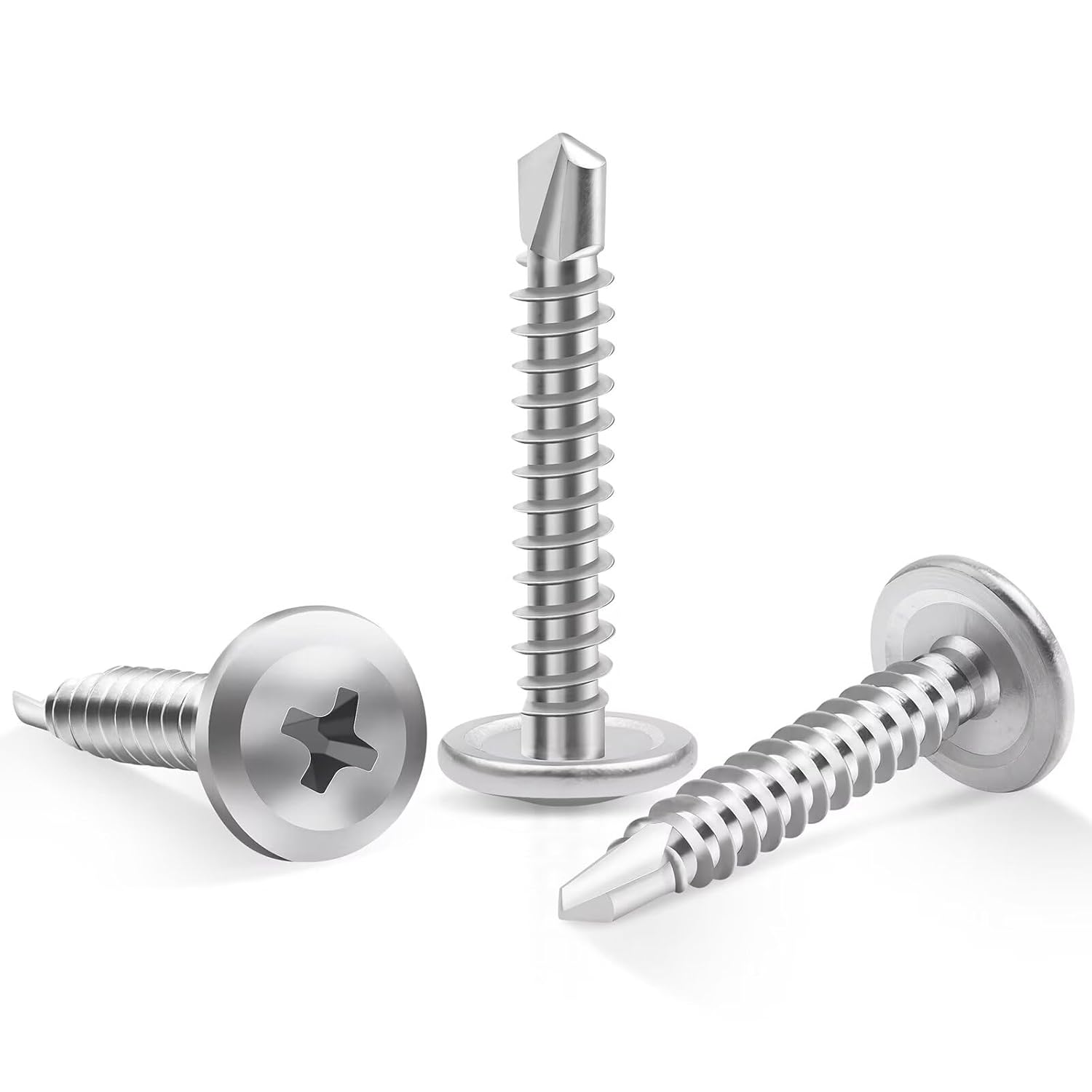 Packung Mit 100 Selbstschneidenden Schrauben M4,2 X 32 Mm Aus Hochfestem Edelstahl 410, Mit Kreuzschlitz- Und Senkkopf.