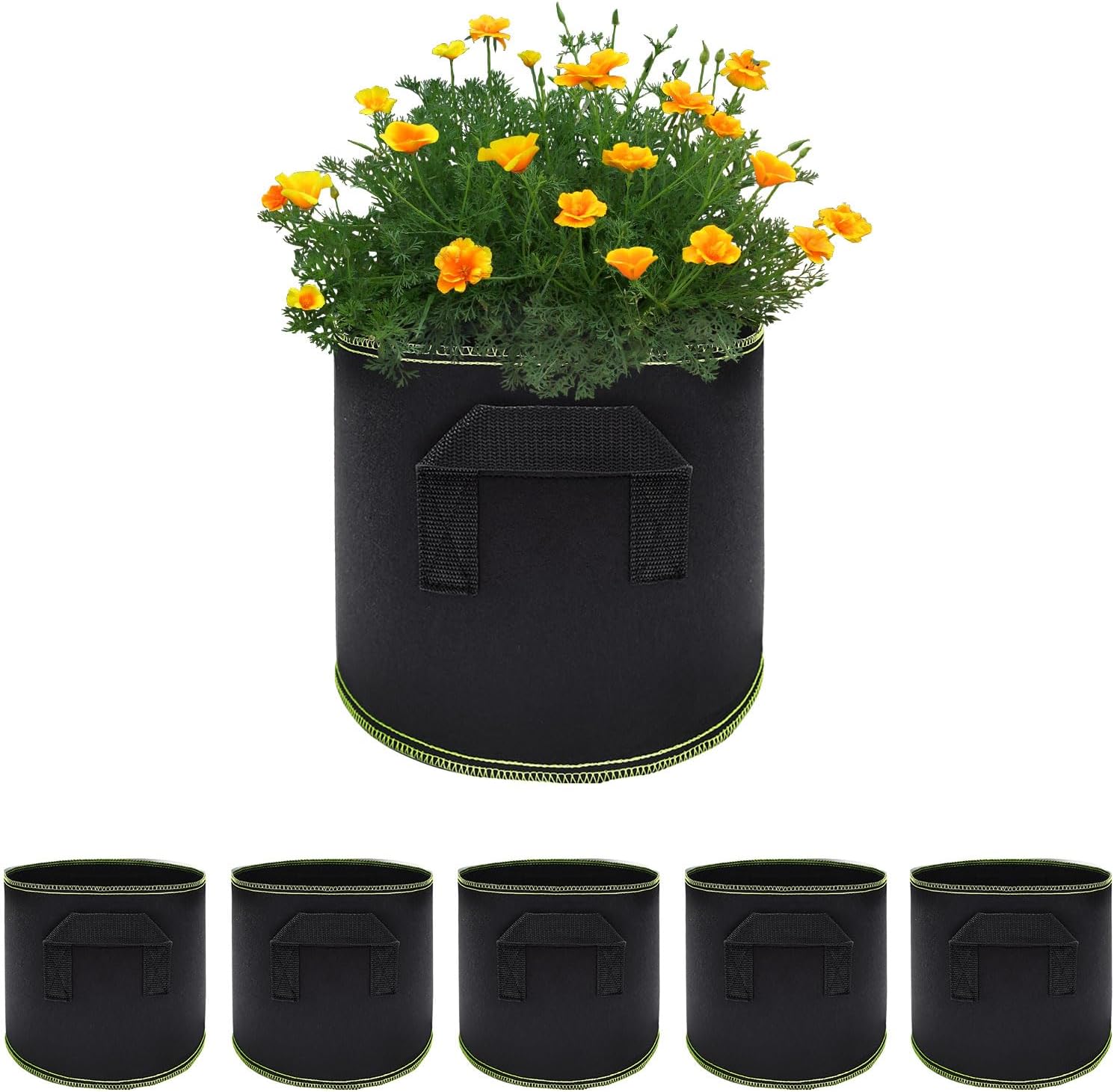 5er-pack 4-liter-pflanzsäcke, Pflanzsäcke Mit Stabilen Griffen, Atmungsaktive Pflanzsäcke, Pflanzsäcke Für Tomaten, Blumen, Pflanzen Und Mehr – 1 Gallone