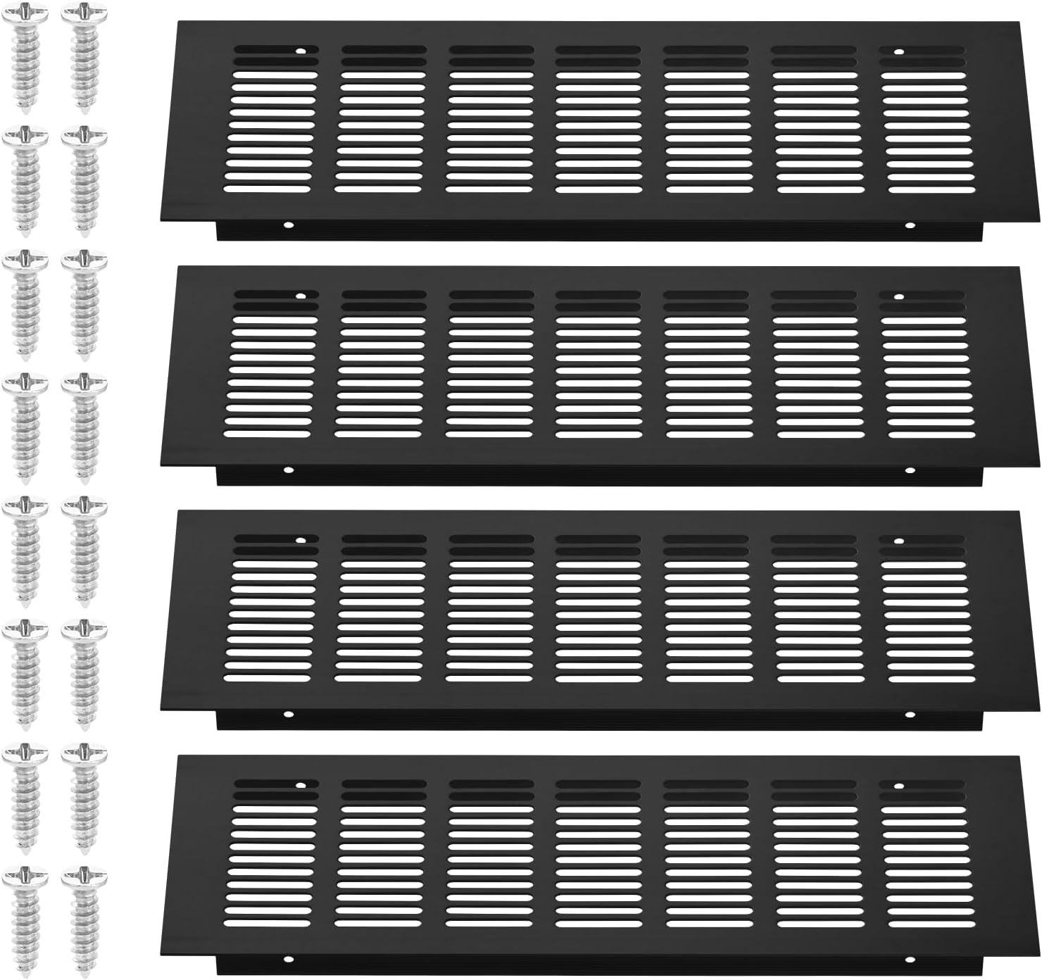 4-teiliges Set Küchenarbeitsplatten-lüftungsgitter Aus Aluminiumlegierung, Wandlüftungsgitter, Abluftventilator (schwarzl)