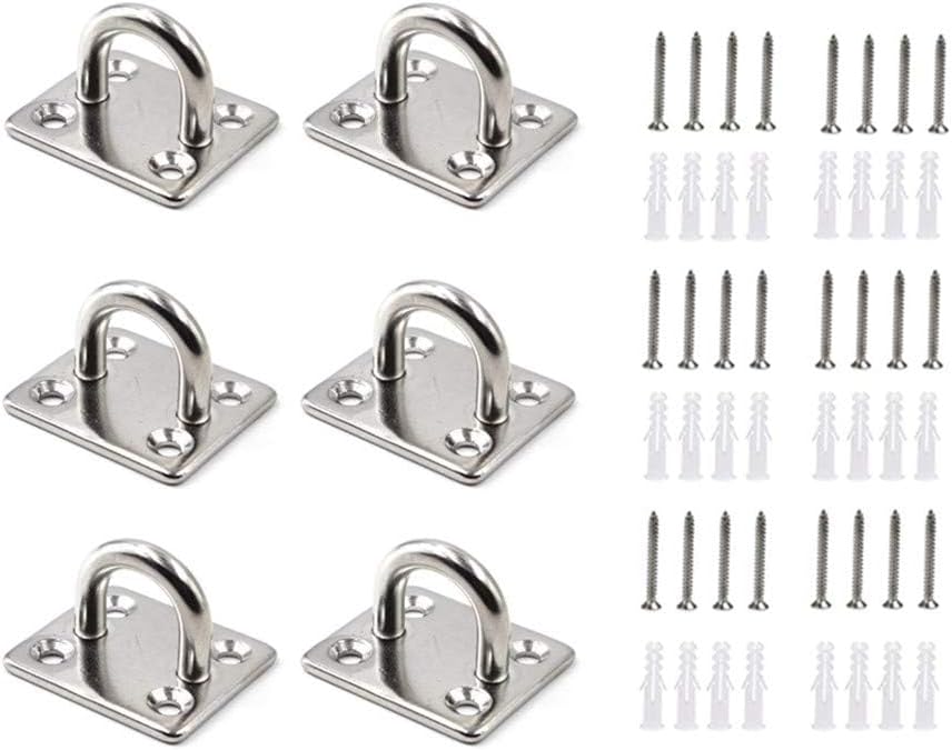 M5 Edelstahlhaken (6 Stück) – Robuste Wandhalterung – U-förmige Metallhaken Mit 4 Löchern, Tragkraft Bis Zu 50 Kg – Ideal Zum Aufhängen Von Blumentöpfen Und Zäunen