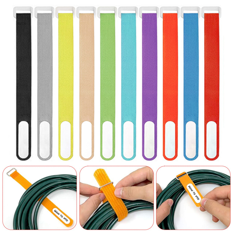 40-teiliges Set Edelstahl-kabelbinder Mit Etiketten Und Ringen, Wiederverwendbare 20-cm-kabelclips, Klett-kabelbinder Für Kabelmanagement, Befestigung Von Kabeln, Werkzeugen Und Rohren, 10 Farben