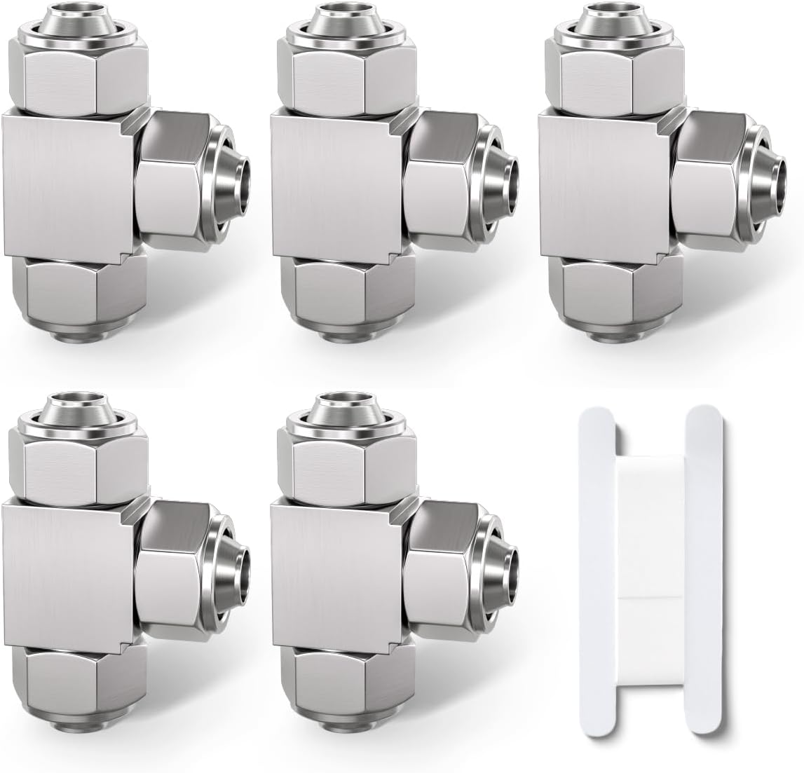 5 Stück 8-mm-3-wege-t-stück Mit Steckverbindern Für Pneumatische Schlauchverschraubungen, 3-wege-schnellverbinder Aus Vernickeltem Stahl Kpe8