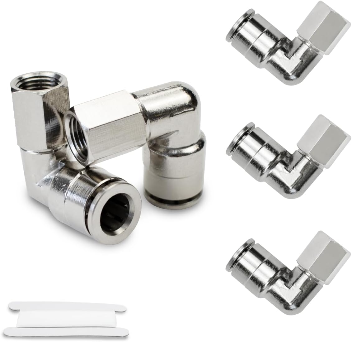 5 Stück 8 Mm Außendurchmesser X 3/8" Bsp Innengewinde Vernickelte Messing-winkel-pneumatikverschraubung Mit Push-lock-funktion
