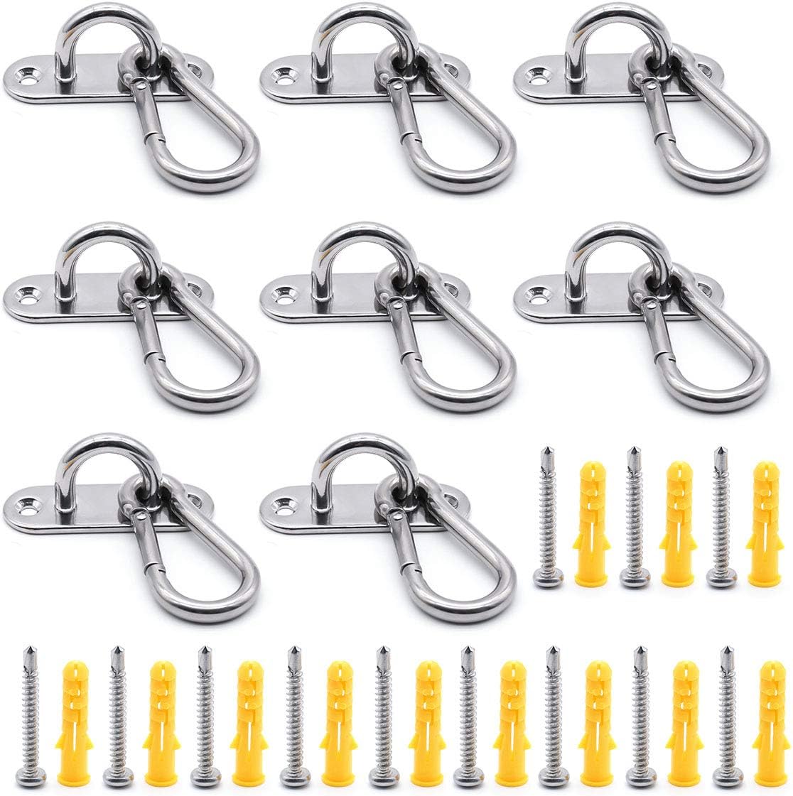 60-mm-deckenhaken, M6-ösenplatten Aus Edelstahl (8 Stück) Und M6-karabiner (8 Stück), 60 Mm Langer Deckenhaken, 16-teiliges Deckenbefestigungsset