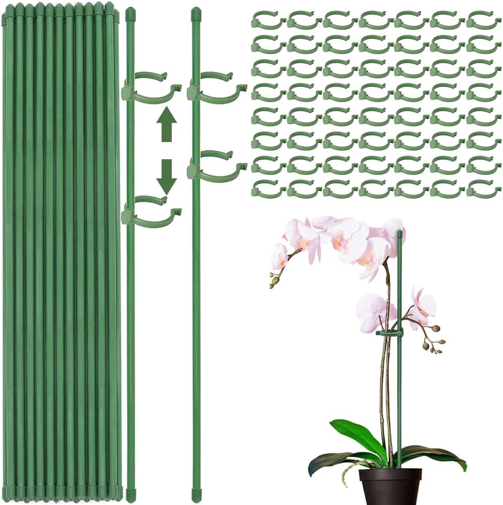 Pflanzenstützen, 30 Stück, Zimmerpflanzenstützen, Orchideenstützen, 60 Pflanzenstängelclips, Pflanzenwachstumsfixierung, Schützt Pflanzen Vor Dem Umkippen (grün / 90)