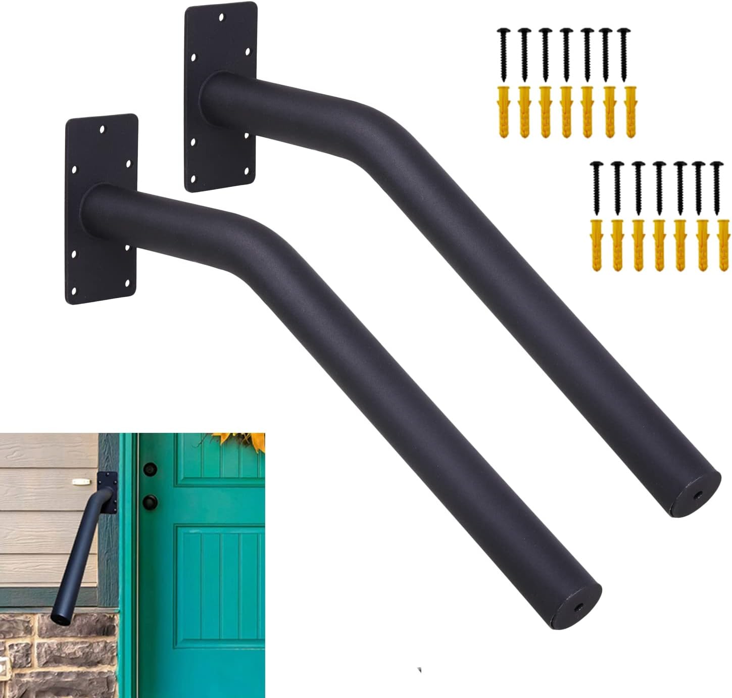 Set Mit 2 Wandmontierten Außenrampen - 1 Bis 3 Stufen - Sicherheitsrampen Für Senioren - Für Gärten, Garagen Und Veranden (2)