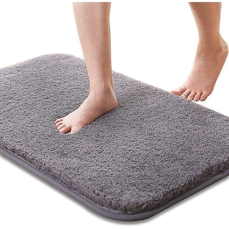 Badematte, Saugfähige, Rutschfeste Badematte, Weiche Und Hautfreundliche Badematte, Waschbare Badematte, 50 X 80 Cm, Grau