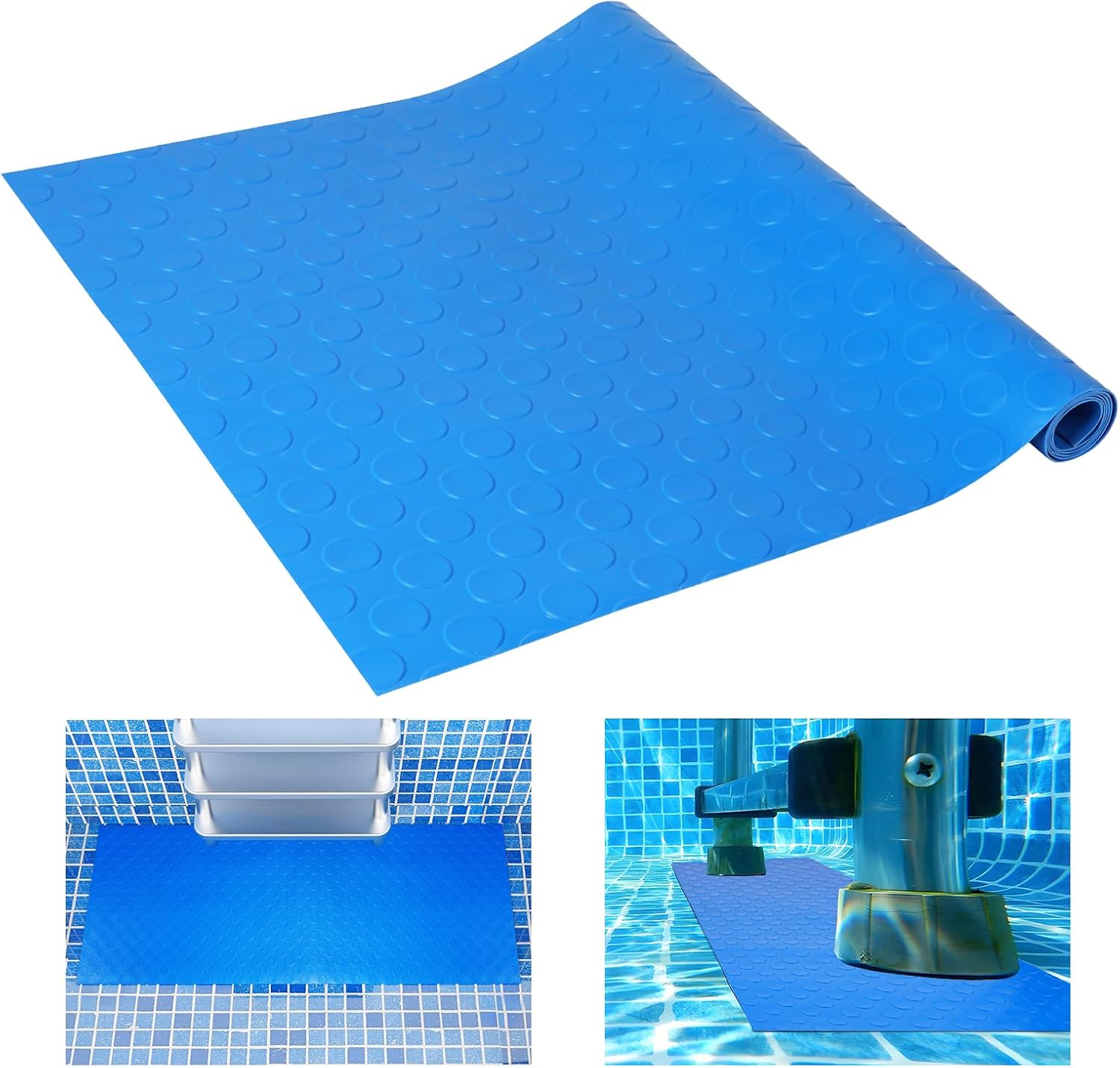 Schwimmbadleitermatte, 90 X 40 Cm, Schwimmbadstufenmatte, Schwimmbadleiter-schutzmatte, Schwimmbadstufenmatte, Rutschfeste, Strukturierte Schutzmatte Für Leitern (rund)