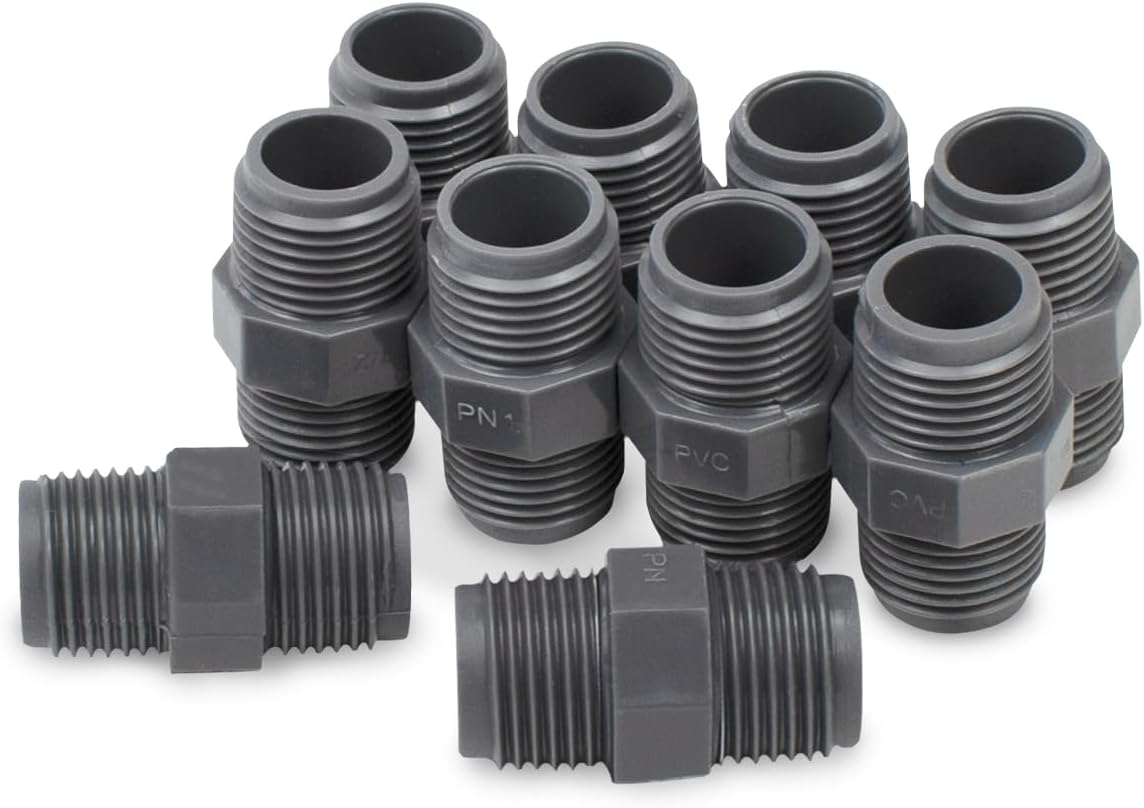 Packung Mit 10 Schwarzen Pvc-3/4"-bsp-außengewinde-verbindern, Geeignet Für Landwirtschaftliche Bewässerungsanlagen Und Wasserleitungsanschlüsse