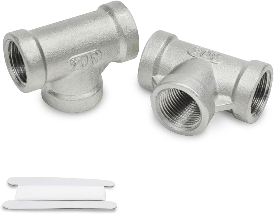 2 Stück 1/4" Bsp 3-wege-verbinder 304 Edelstahl T-rohrverschraubungen