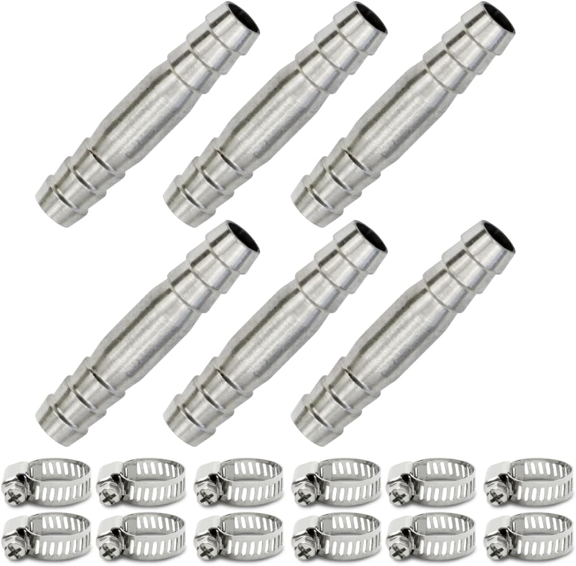 6-teiliges Set Aus 6-mm-2-wege-geradverschraubungen Aus Edelstahl 304 Mit 12 Klemmen.