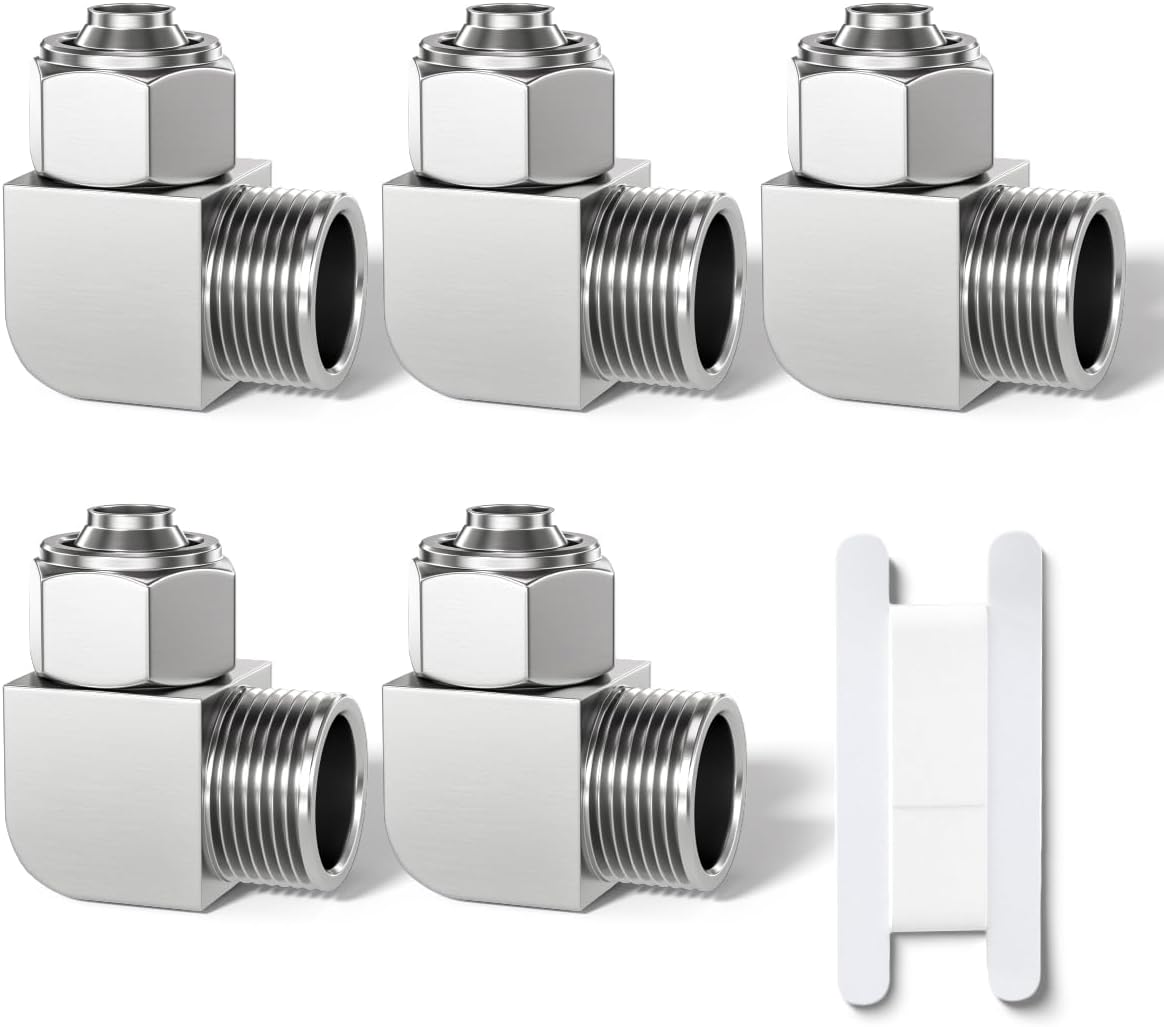 5 Stück Schlauchverschraubung 10 Mm Außendurchmesser X 1/4" Außengewinde Bsp 90° Push-to-lock Winkelstück Mit Überwurfmutter, Kpl10-02 Schnellanschluss Für Druckluftleitungen