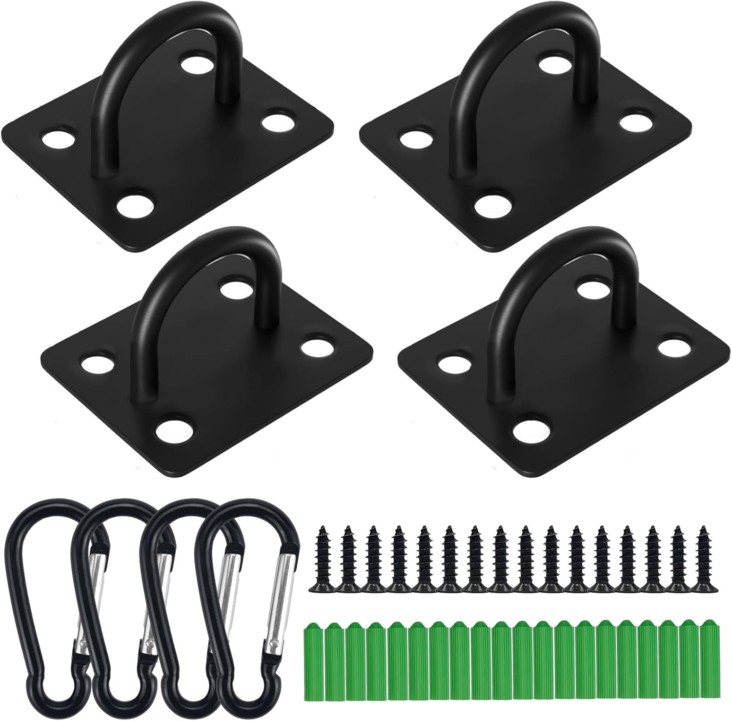 4-teiliges Edelstahl-ösenplatten-set Mit Karabinerhaken, Deckenhaken, Ösenplatte Zur Wandmontage, Deckenmontage, Edelstahl-befestigungshaken