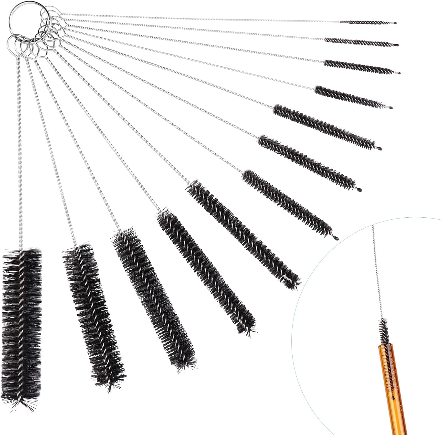 Set Mit 12 Langen Reinigungsbürsten Für Flaschen Und Nylonstrohhalme, Zur Reinigung Von Strohhalmen, Weinflaschen, Tassen, Pfeifen, Tastaturen (weiß)
