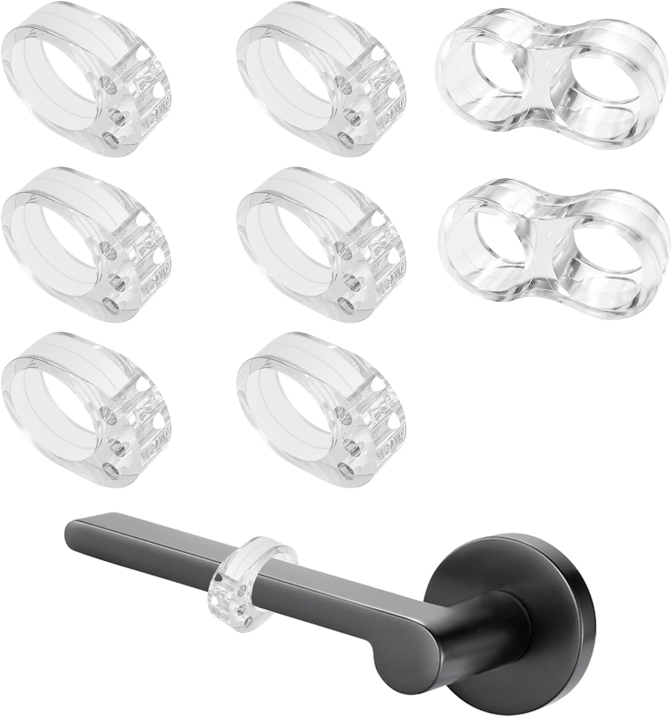 8-teiliges Set Aus Transparenten Pvc-türstoppern, Silikon-türgriffen Und Stoßdämpfern (6 Stück O-form Und 2 Stück 8-form)