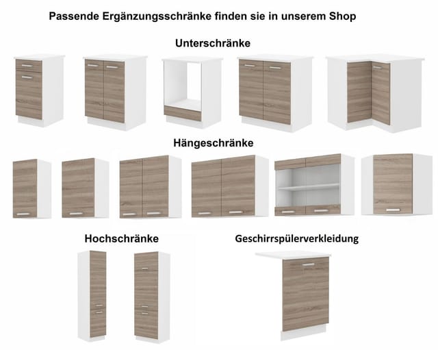 Küchen Preisbombe - Küchen Hängeschrank 60 cm für das Modell "Dave 240 Eiche Sonoma Trüffel