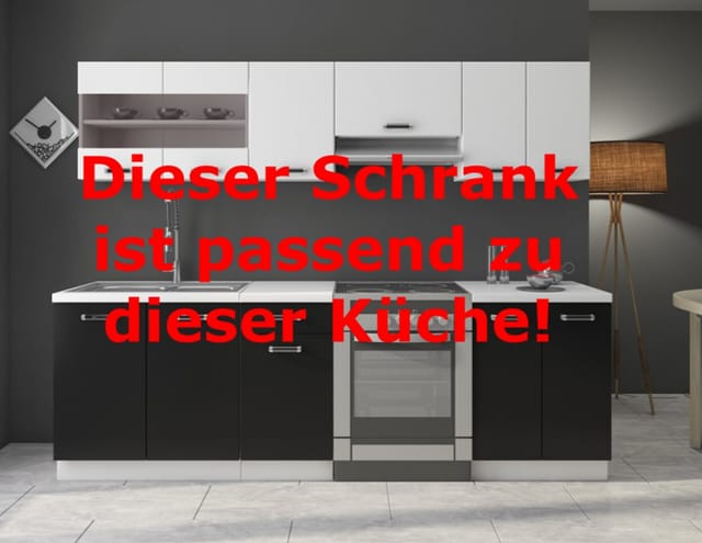 Küchen Preisbombe - Küchen Hängeschrank 80 cm für das Modell "Omega 240 Schwarz + Weiss