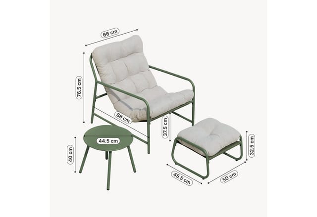 Gartenmöbelset Trerdfjoa 3-tlg. Hellgrün/Grau [en.casa]