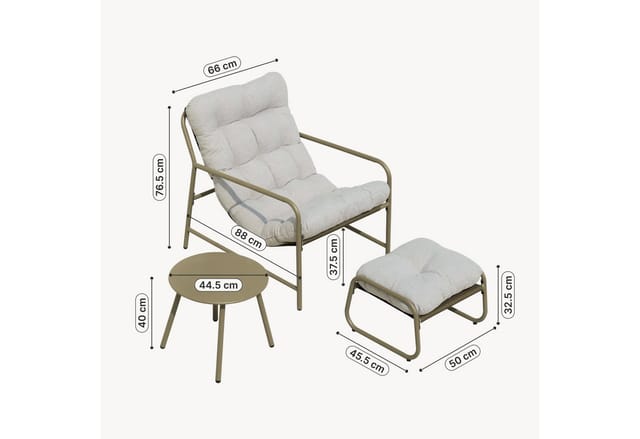 Gartenmöbelset Trerdfjoa 3-tlg. Beige/Grau [en.casa]