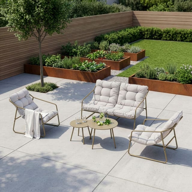 Gartenmöbelset Kivanta 5-tlg. Beige [en.casa]