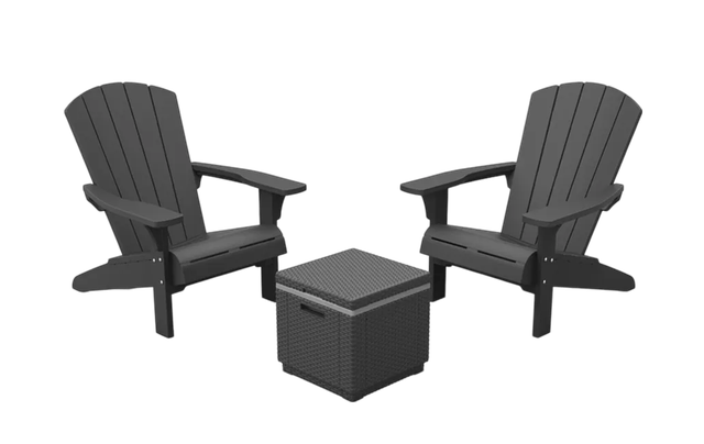 Keter Troy Adirondack Gartenstuhl 2er-Set + Allibert Ice Cube Tisch mit Kühlfach