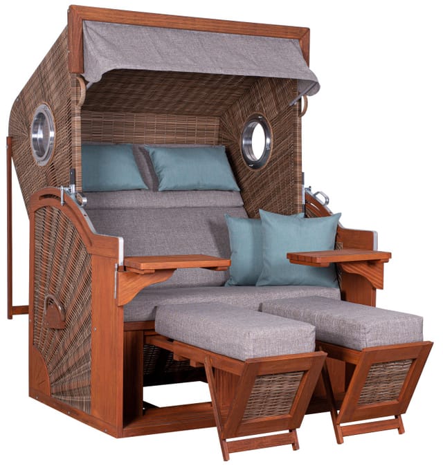 deVries Strandkorb ""PURE SEASIDE XL PE"" Des. 488 griseum Bullaugen 135x92x165 cm