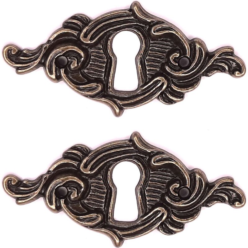 Set Aus 2 Louis Xv Schlüssellochrosetten (60 Mm) – Zamak Mit Gealterter Messingoberfläche – Zur Restaurierung Antiker Möbel – Diy-vintage-schlüssel