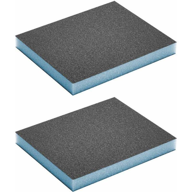 2x Schleifschwamm 120x95x10mm 2-seitig Schleifpapier Für Holz, Metall, Glas, Kunststoff Und Porzellan, Körnung 100