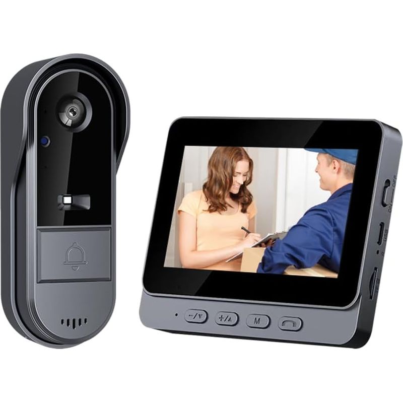 Gistuch – Kabellose Hd 1080p-kamera-türklingel – 5–10 M Nachtsicht – Gegensprechfunktion – 4,3-zoll-bildschirm – Ip66 Wasserdicht – 170°-weitwinkel