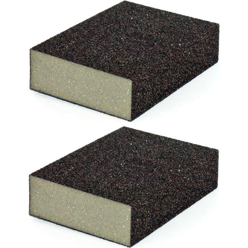 2x Schleifschwamm 100x70x26mm 4-seitig Schleifpapier Für Holz, Metall, Glas, Kunststoff Und Porzellan, Körnung 100