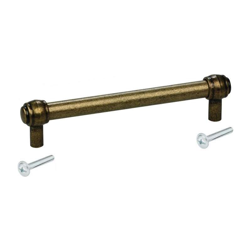 Möbelgriff Aus Metall In Antikmessing-optik – 128 Mm Lochabstand – 33 Mm Höhe – Inklusive Klemmschrauben – Für Schubladen Und Schränke