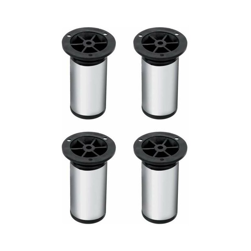 4x Möbelfüße, 150 Mm Verstellbar, ±25 Mm, Runder Fuß Ø50 Mm, Stahl Mit Polierter Chromoberfläche, Geeignet Für Tv-ständer, Sofas, Buffets, Kleiderschränke, Tische, Betten, Schreibtische Und Diy-projek