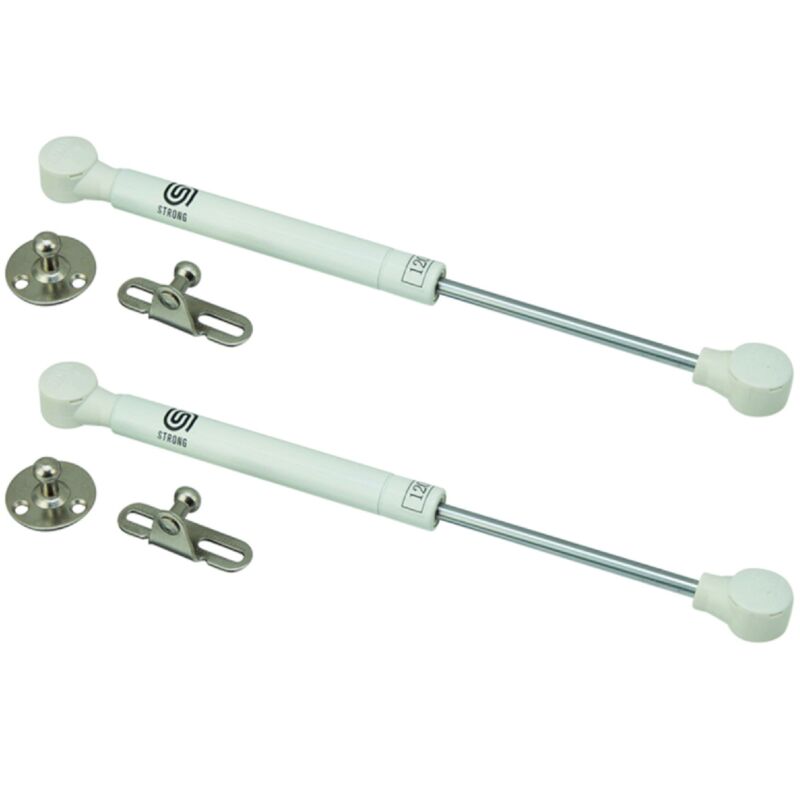 2x Weiße Automatische Gasdruckfeder-möbeltürscharniere Mit Hydraulischer Federdämpfung, 245 Mm, 120 N