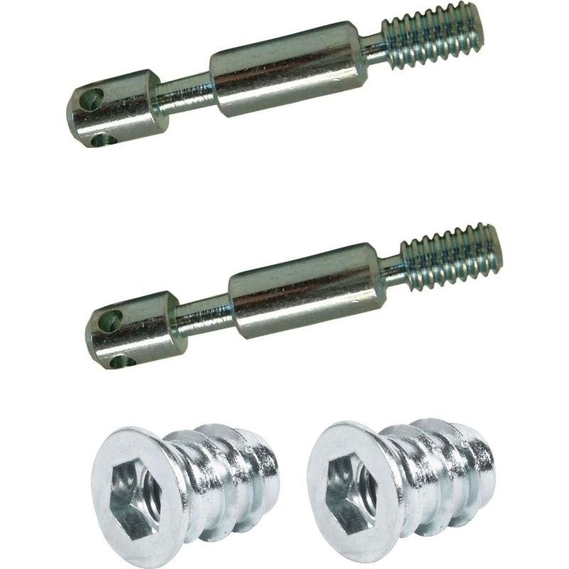 Set Mit 2 Bettbefestigungsbolzen – Durchmesser 6 Mm, Länge 50 Mm, 4 Löcher – 2 M6x13-einschraubhülsen Aus Verzinktem Stahl