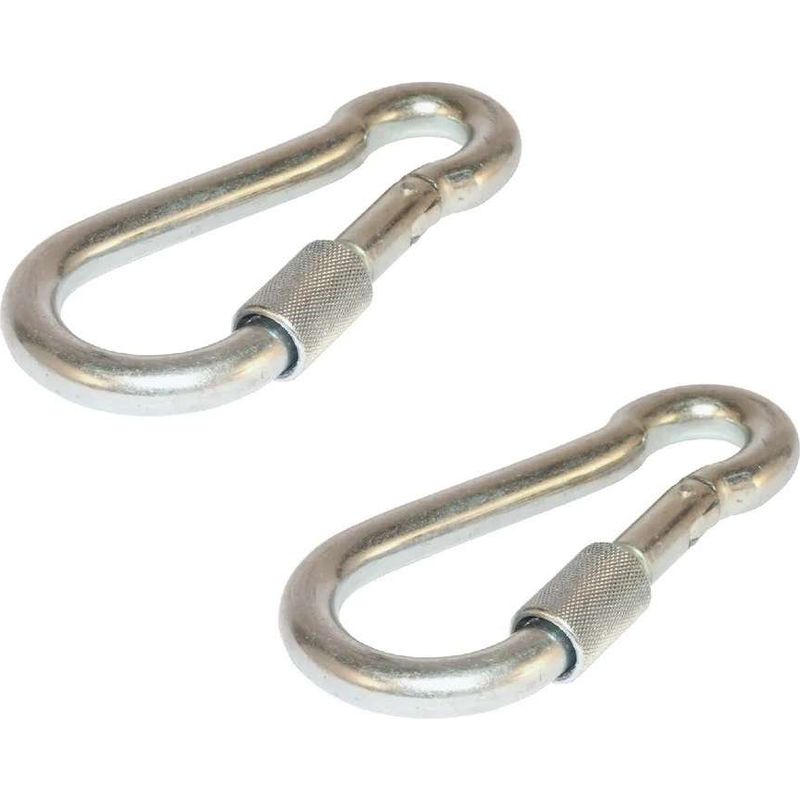 2x Karabiner Mit Sicherung, 6 Mm Durchmesser X 60 Mm Länge, Mit Sicherungsmutter, Zur Befestigung Von Ketten, Seilen Und Gurten
