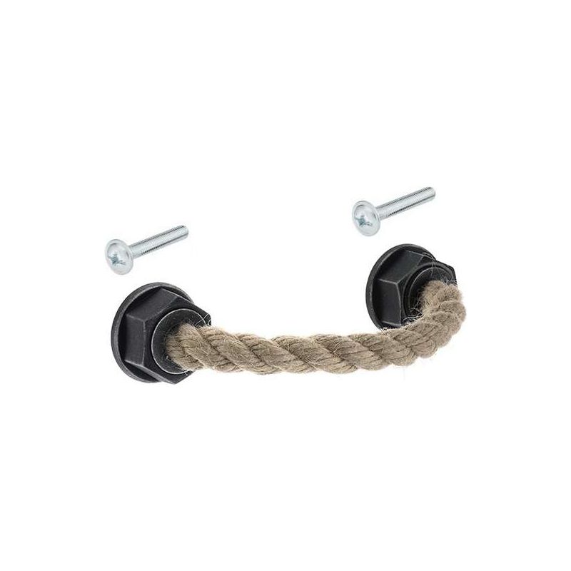 Antiker Seil-möbelgriff – 128 Mm Lochabstand – 50 Mm Höhe – Schwarze Ausführung Mit Zierknöpfen – Befestigungsschrauben Inklusive