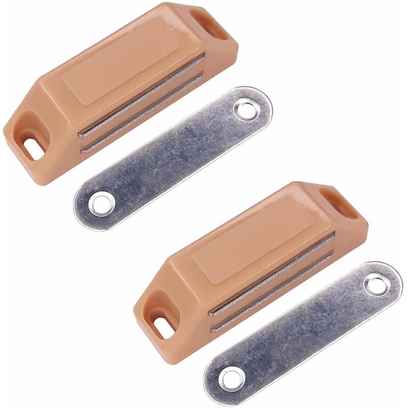 Set Mit 2 Rechteckigen Magnetverschlüssen – Stahl Mit Rückplatte – Für Möbel, Schränke Und Kühlschränke – Beige