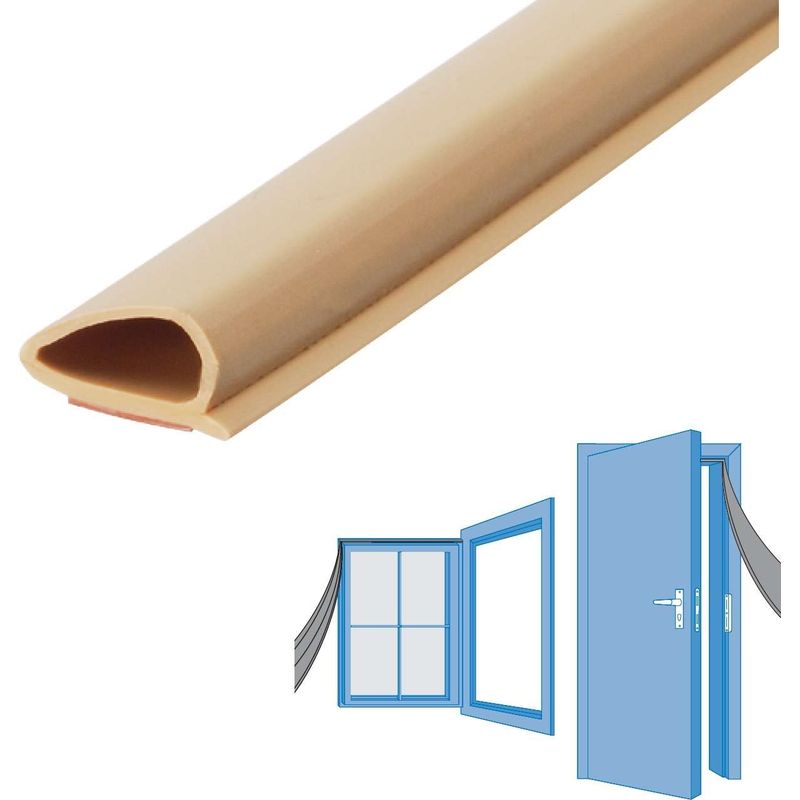 Selbstklebende Tür- Und Fensterdichtung – Schutz Vor Kälte Und Zugluft – Länge 6 Meter – Breite 10 Mm – Beige