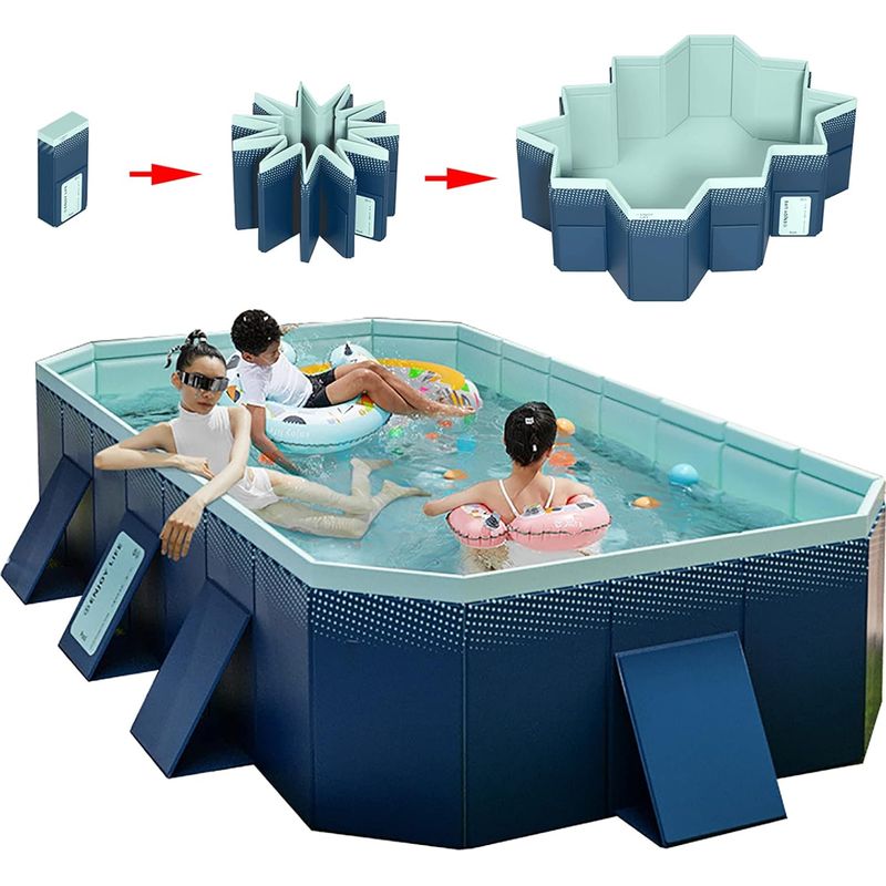 Gistuch – Aufblasbarer Pool 160 X 120 X 47 Cm – Verstärktes 4-lagiges Pvc – Rutschfester Boden – Effektive Entwässerung – Für Kinder Und Erwachsene