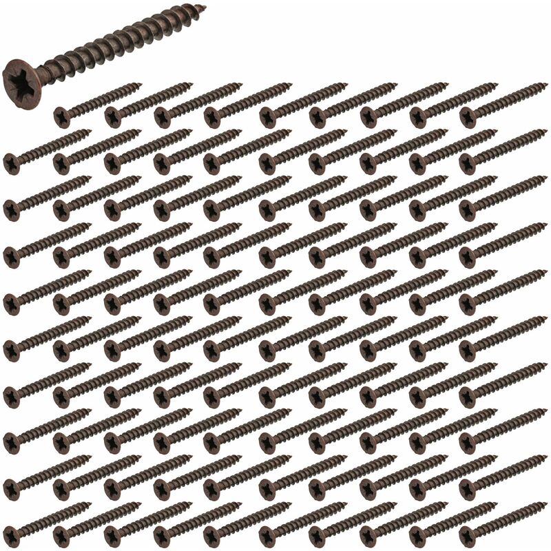 100x Pz Senkkopf-kreuzschlitzschrauben M4x40mm Vollgewinde, Brünierte Bronze